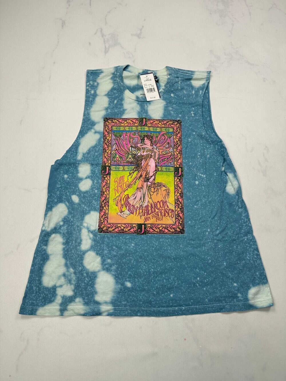 Janis Joplin Freedom Graphic Tee Blue 2020s Statement Style - Womens Large